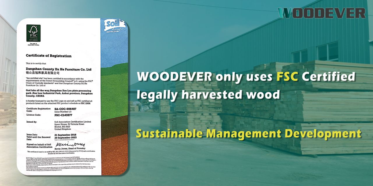 WOODEVER アウトドア家具サプライヤーのすべての無垢木家具はFSC認証済みです。